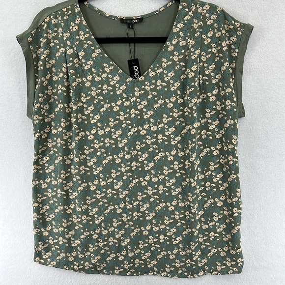 Papermoon (Stitch Fix) Women’s Top Size S Moss Green Floral Mixed Media NWT - Picture 1 of 11